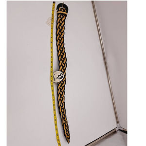 Labels by Donewell Noosa Australia Black Natural Braided Belt Wood Buckle RARE